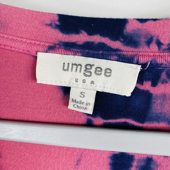 Umgee Size Small Tie Dye Short Sleeve Mini Tunic T-Shirt Dress Pink Cotton Blend - Picture 3 of 4